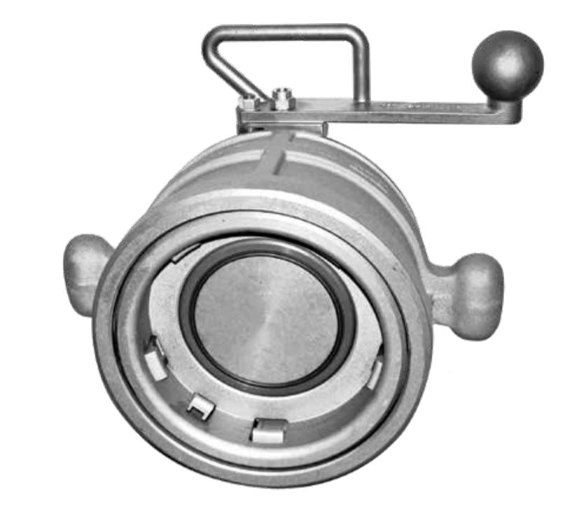 1005E3-0401 - 4" API COUPLER, BOTTOM LOADING, ALUM, BUNA, KNOB HANDLES