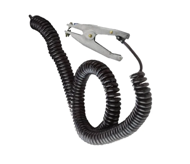 31766 - CLAMP AND CABLE ASSEMBLY, GROUNDING CABLE, BLACK COILED CABLE, 32'