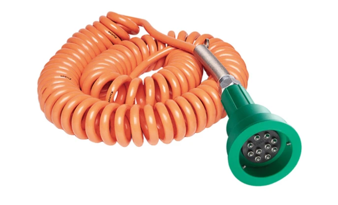 31092 - PLUG AND CABLE ASSEMBLY, GREEN PLUG, ORANGE COILED CABLE, 30'