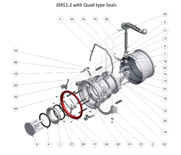 J0451-051 & -052 - 4" 5-CLAW VITON API COUPLER EXPLODED VIEW